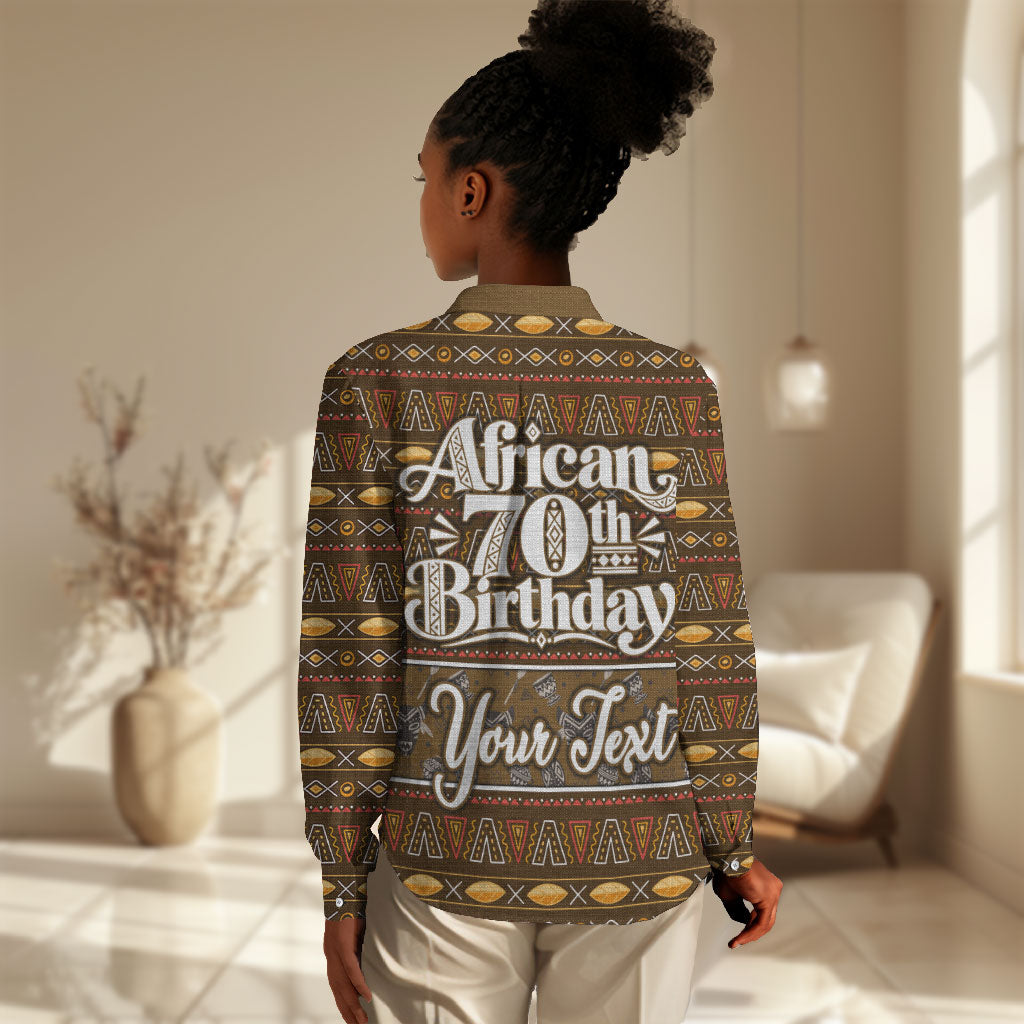 Personalized African 70th Birthday Women Casual Shirt Tribal Pattern Mudcloth Heritage Art