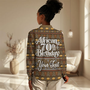Personalized African 70th Birthday Women Casual Shirt Tribal Pattern Mudcloth Heritage Art