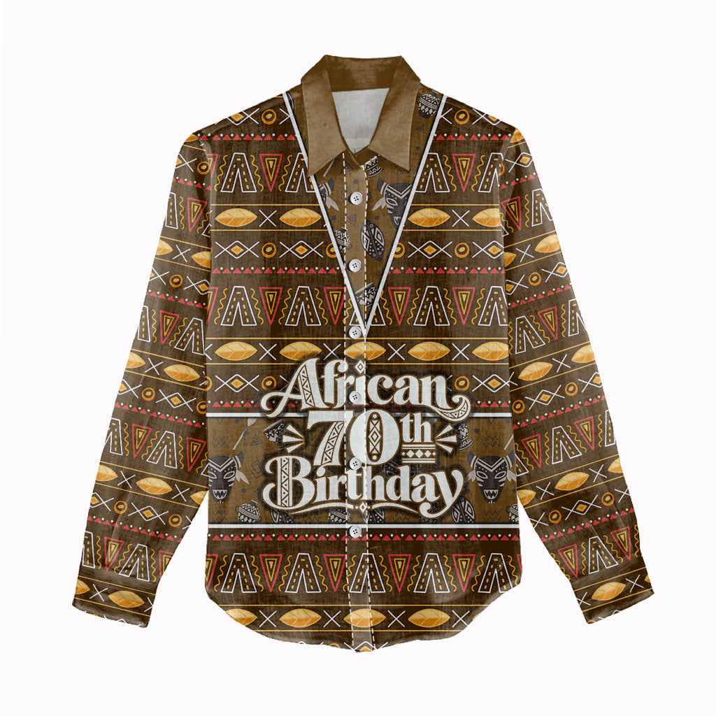 Personalized African 70th Birthday Women Casual Shirt Tribal Pattern Mudcloth Heritage Art