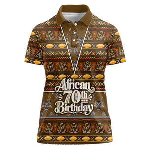 Personalized African 70th Birthday Women Polo Shirt Tribal Pattern Mudcloth Heritage Art