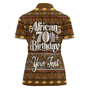 Personalized African 70th Birthday Women Polo Shirt Tribal Pattern Mudcloth Heritage Art