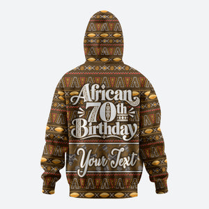 Personalized African 70th Birthday Zip Hoodie Tribal Pattern Mudcloth Heritage Art