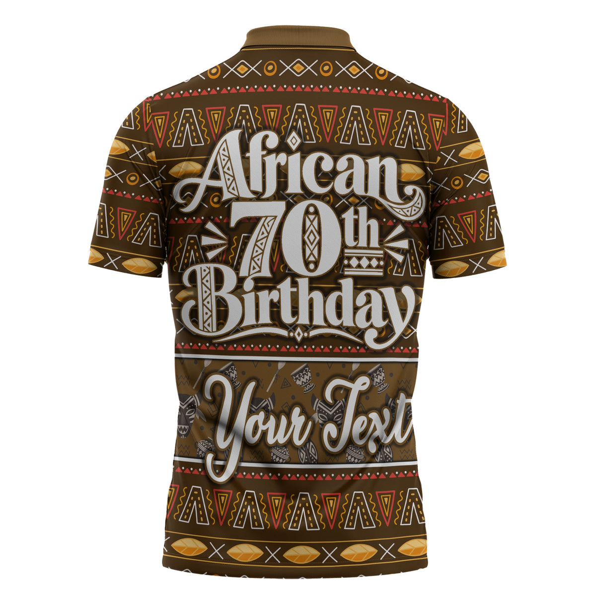 Personalized African 70th Birthday Zipper Polo Shirt Tribal Pattern Mudcloth Heritage Art