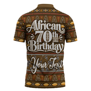 Personalized African 70th Birthday Zipper Polo Shirt Tribal Pattern Mudcloth Heritage Art