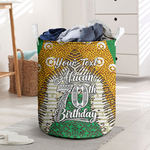 Personalized African 70th Birthday Laundry Basket Tribal Animal Print Heritage Pattern