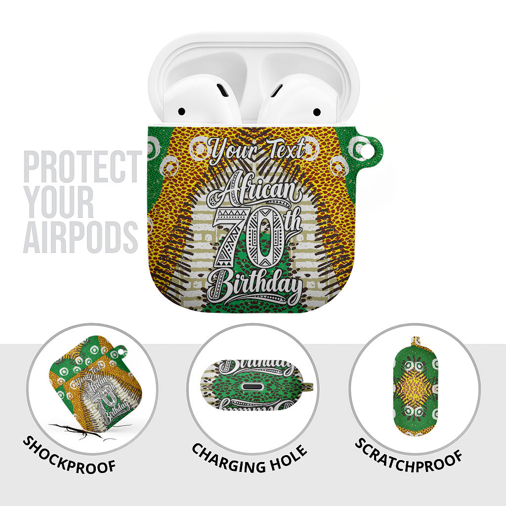 Personalized African 70th Birthday AirPods Case Tribal Animal Print Heritage Pattern