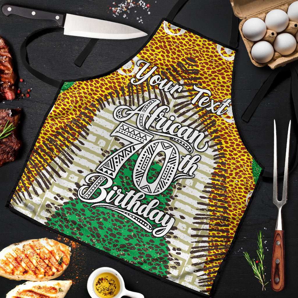 Personalized African 70th Birthday Apron Tribal Animal Print Heritage Pattern