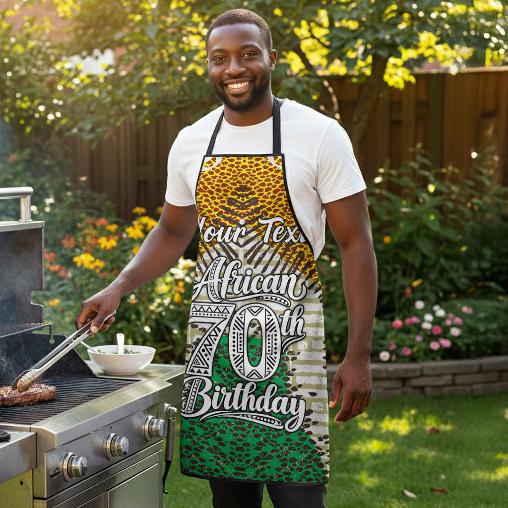 Personalized African 70th Birthday Apron Tribal Animal Print Heritage Pattern