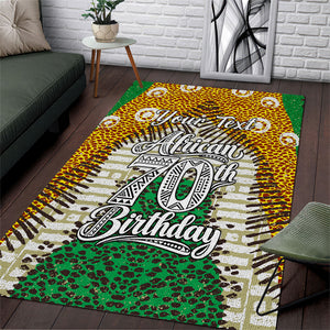Personalized African 70th Birthday Area Rug Tribal Animal Print Heritage Pattern
