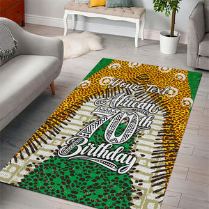 Personalized African 70th Birthday Area Rug Tribal Animal Print Heritage Pattern