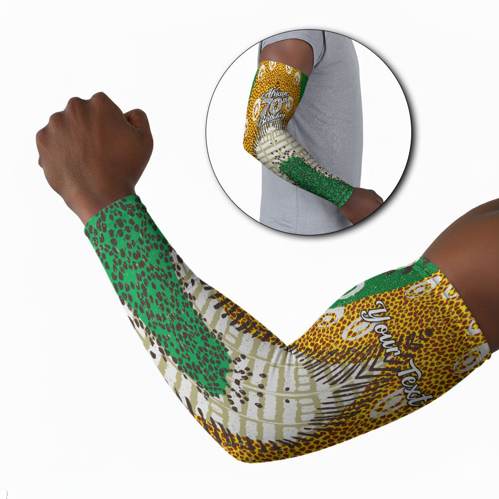Personalized African 70th Birthday Arm Sleeves Tribal Animal Print Heritage Pattern
