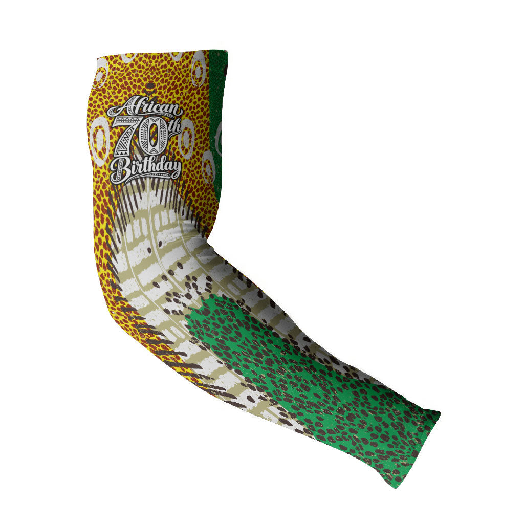 Personalized African 70th Birthday Arm Sleeves Tribal Animal Print Heritage Pattern