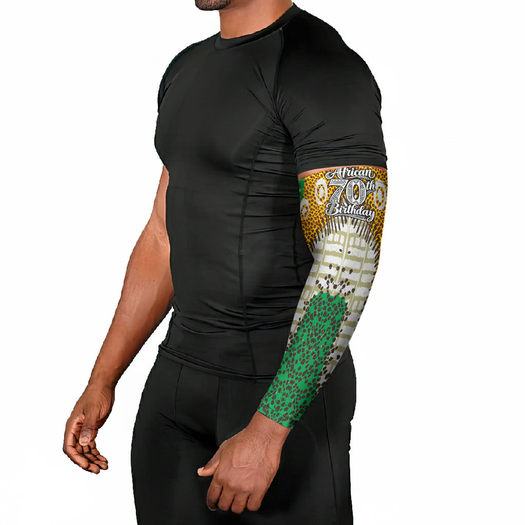 Personalized African 70th Birthday Arm Sleeves Tribal Animal Print Heritage Pattern