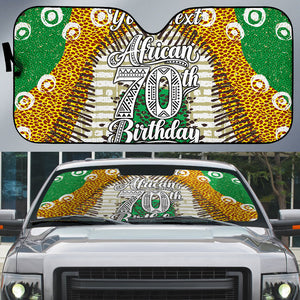Personalized African 70th Birthday Auto Sun Shade Tribal Animal Print Heritage Pattern