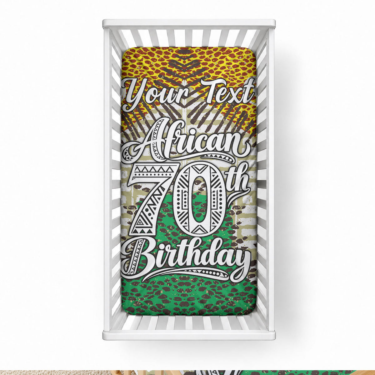 Personalized African 70th Birthday Baby Bed Cover Tribal Animal Print Heritage Pattern
