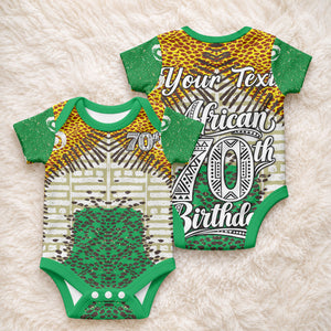 Personalized African 70th Birthday Baby Onesie Tribal Animal Print Heritage Pattern