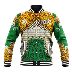 Personalized African 70th Birthday Baseball Jacket Tribal Animal Print Heritage Pattern