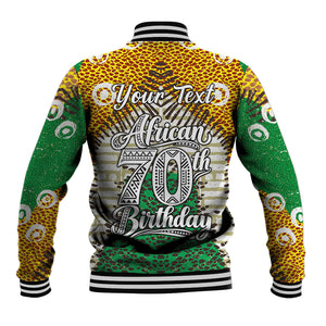 Personalized African 70th Birthday Baseball Jacket Tribal Animal Print Heritage Pattern