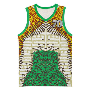 Personalized African 70th Birthday Basketball Jersey Tribal Animal Print Heritage Pattern