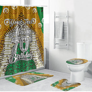 Personalized African 70th Birthday Bathroom Set Tribal Animal Print Heritage Pattern