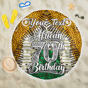 Personalized African 70th Birthday Beach Blanket Tribal Animal Print Heritage Pattern