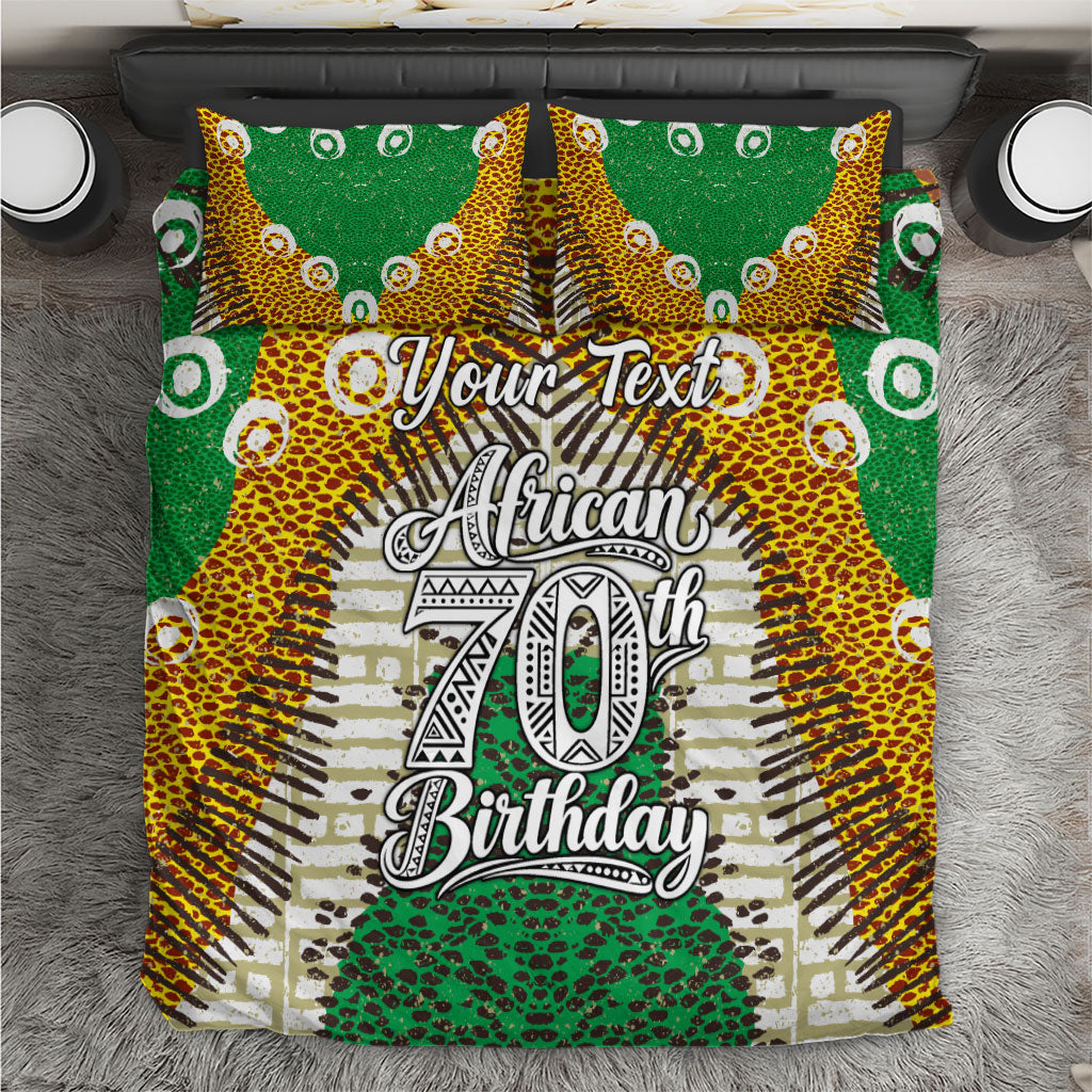 Personalized African 70th Birthday Bedding Set Tribal Animal Print Heritage Pattern