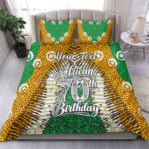 Personalized African 70th Birthday Bedding Set Tribal Animal Print Heritage Pattern