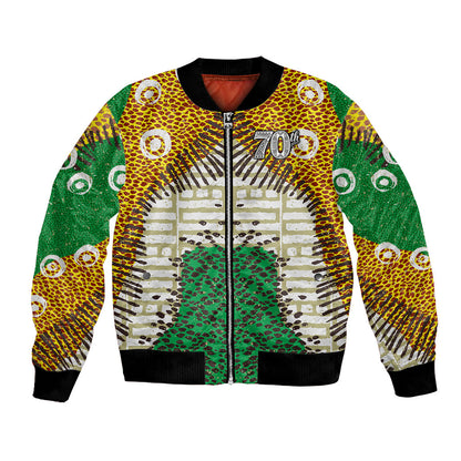 Personalized African 70th Birthday Bomber Jacket Tribal Animal Print Heritage Pattern
