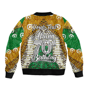 Personalized African 70th Birthday Bomber Jacket Tribal Animal Print Heritage Pattern