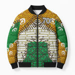 Personalized African 70th Birthday Bomber Puffer Jacket Tribal Animal Print Heritage Pattern