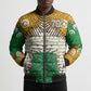 Personalized African 70th Birthday Bomber Puffer Jacket Tribal Animal Print Heritage Pattern