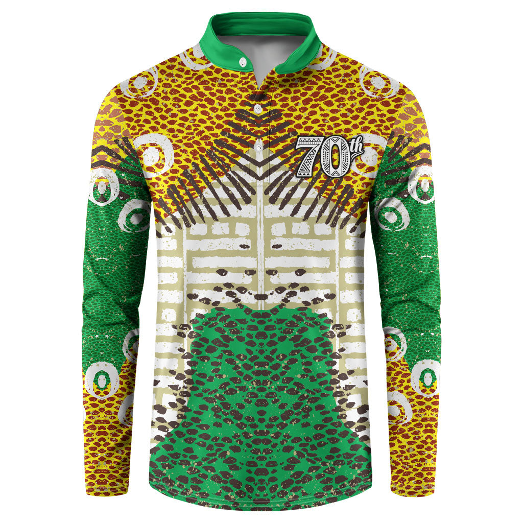 Personalized African 70th Birthday Button Sweatshirt Tribal Animal Print Heritage Pattern