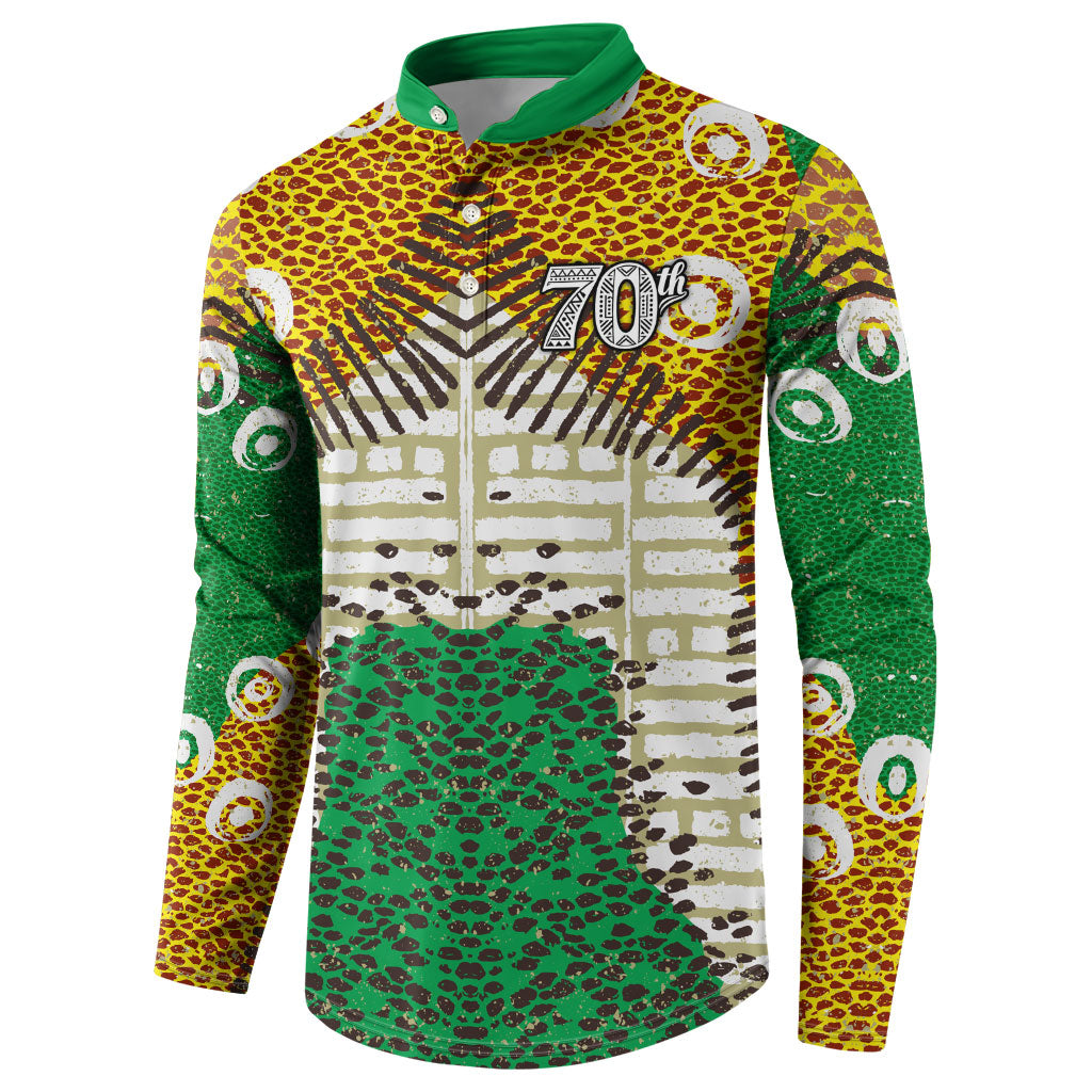 Personalized African 70th Birthday Button Sweatshirt Tribal Animal Print Heritage Pattern