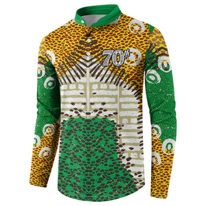 Personalized African 70th Birthday Button Sweatshirt Tribal Animal Print Heritage Pattern