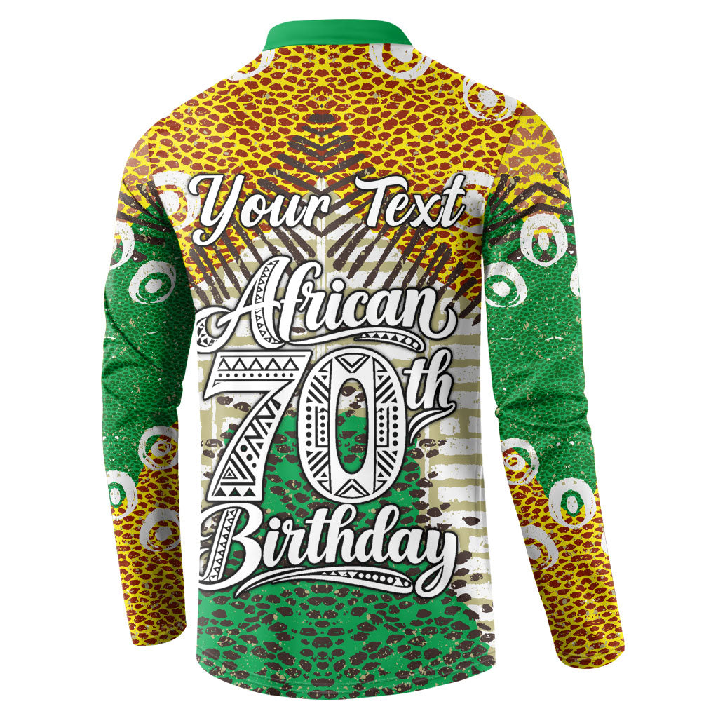 Personalized African 70th Birthday Button Sweatshirt Tribal Animal Print Heritage Pattern