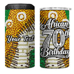 Personalized African 70th Birthday 4 in 1 Can Cooler Tumbler Tribal Animal Print Heritage Pattern