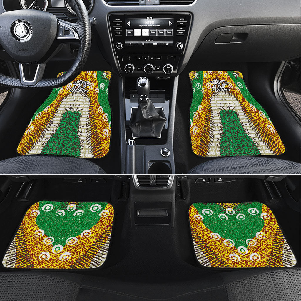 Personalized African 70th Birthday Car Mats Tribal Animal Print Heritage Pattern