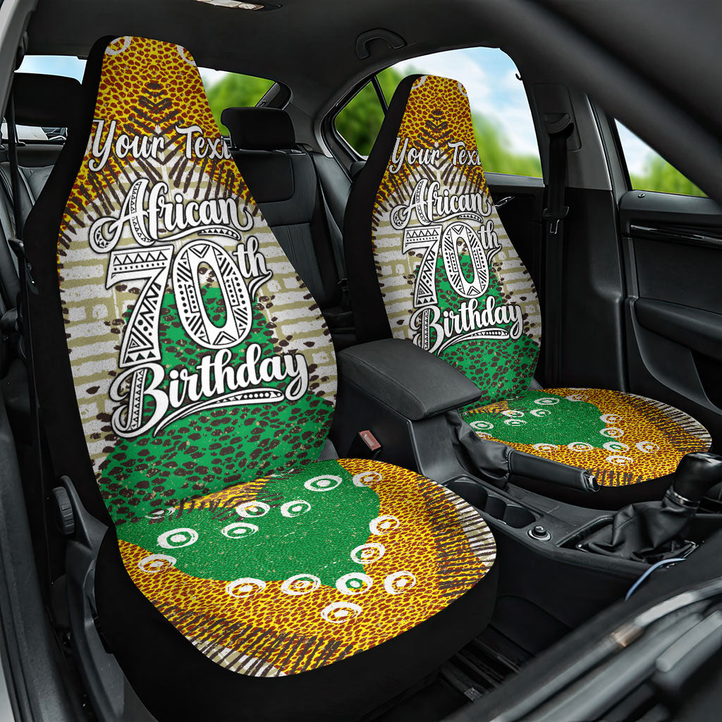 Personalized African 70th Birthday Car Seat Cover Tribal Animal Print Heritage Pattern