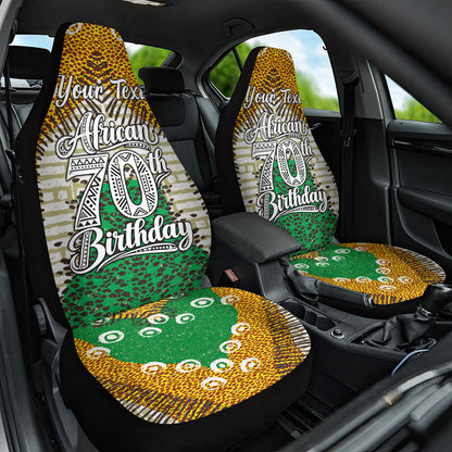 Personalized African 70th Birthday Car Seat Cover Tribal Animal Print Heritage Pattern