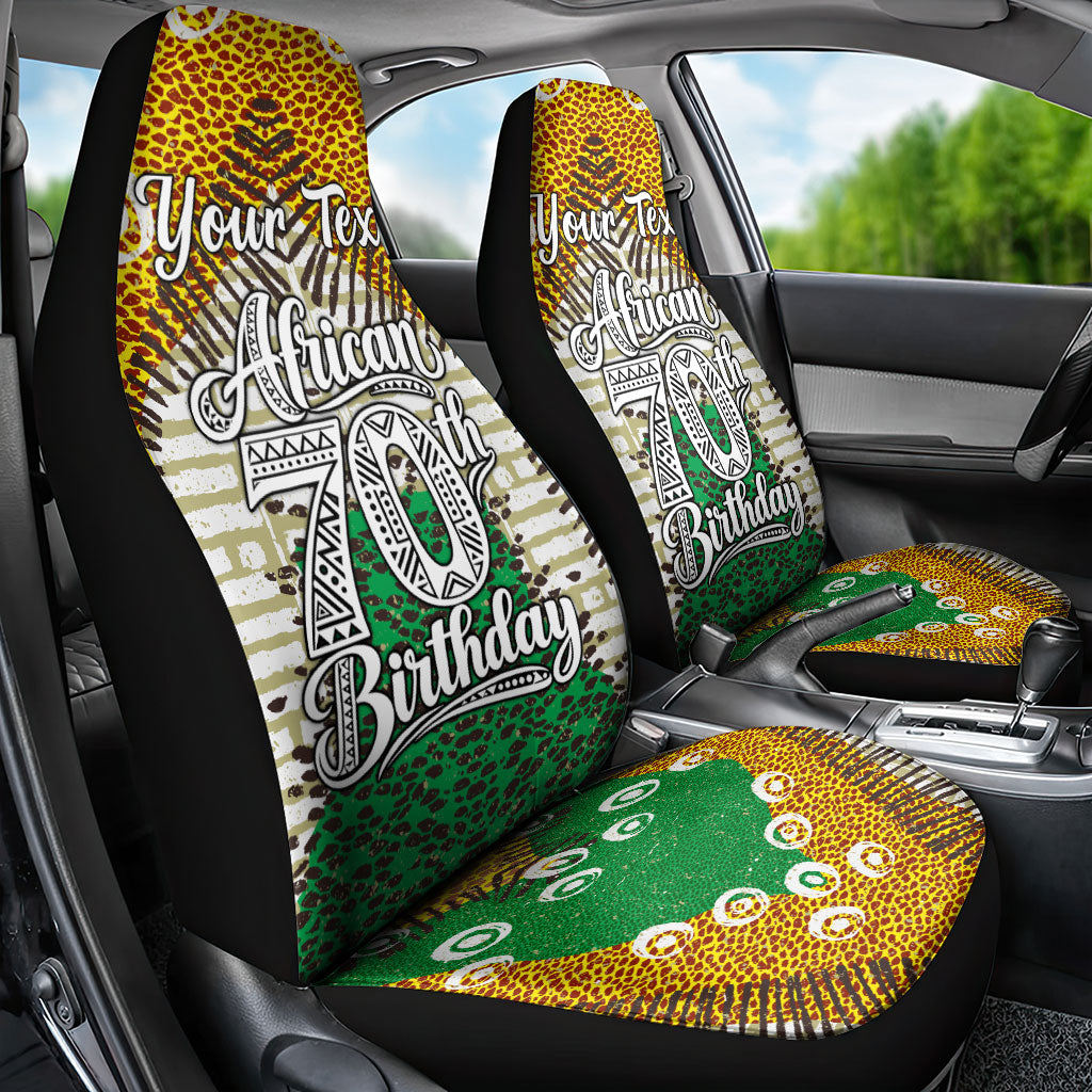 Personalized African 70th Birthday Car Seat Cover Tribal Animal Print Heritage Pattern