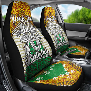 Personalized African 70th Birthday Car Seat Cover Tribal Animal Print Heritage Pattern