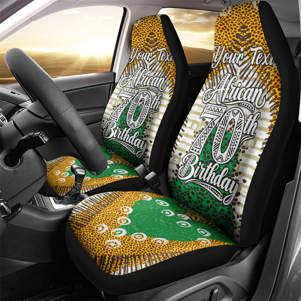 Personalized African 70th Birthday Car Seat Cover Tribal Animal Print Heritage Pattern