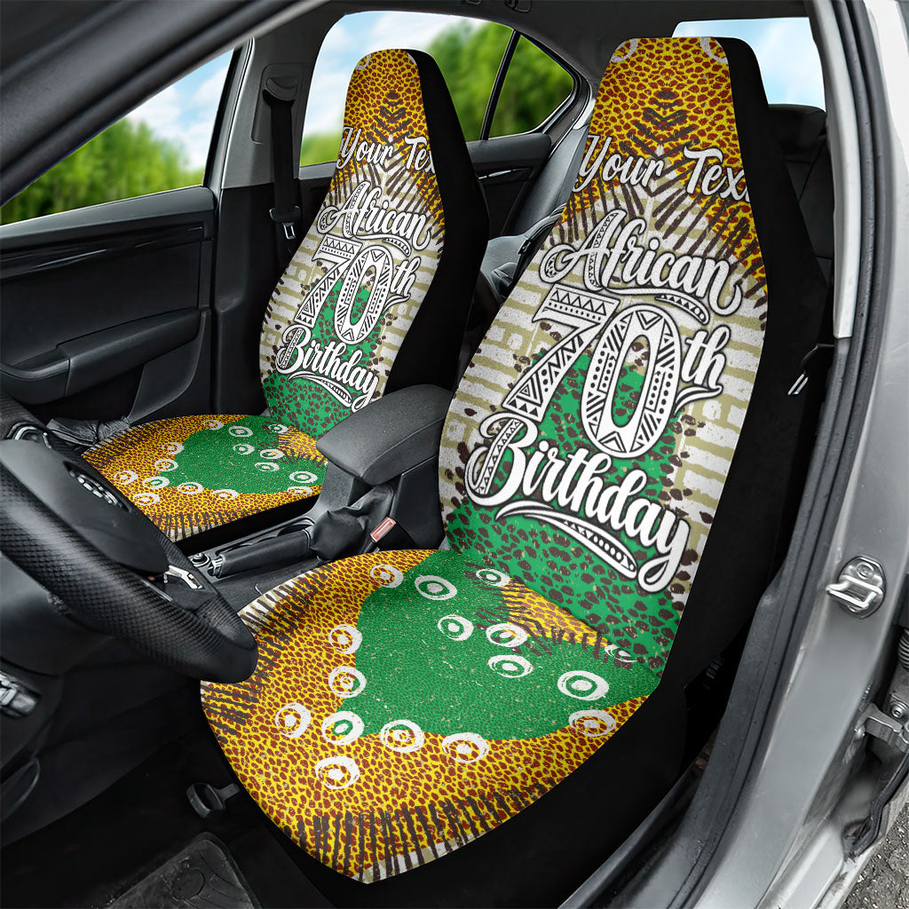 Personalized African 70th Birthday Car Seat Cover Tribal Animal Print Heritage Pattern