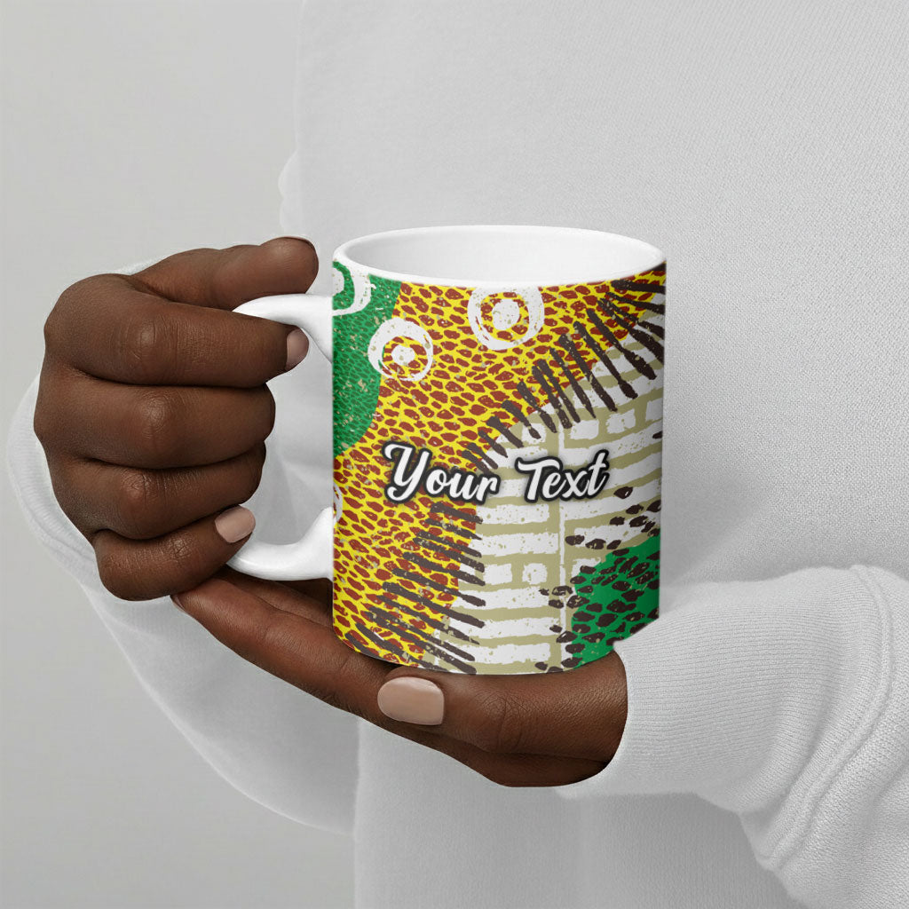 Personalized African 70th Birthday Ceramic Mug Tribal Animal Print Heritage Pattern