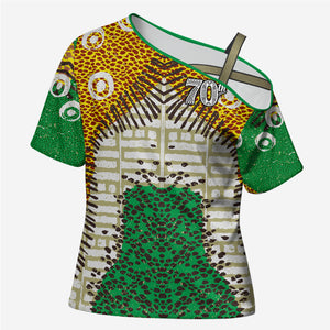 Personalized African 70th Birthday Cross Shoulder Shirt Tribal Animal Print Heritage Pattern