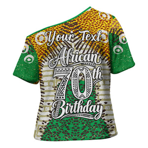 Personalized African 70th Birthday Cross Shoulder Shirt Tribal Animal Print Heritage Pattern