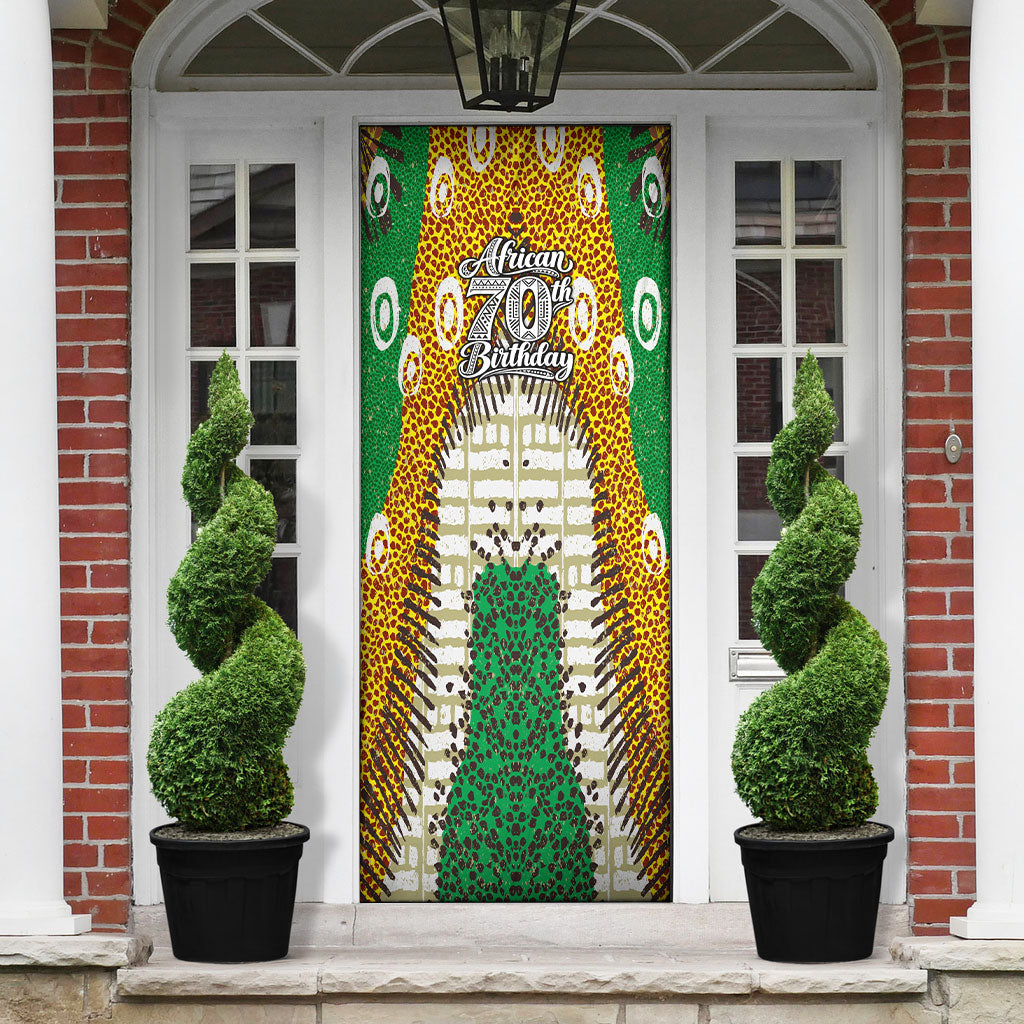 Personalized African 70th Birthday Door Cover Tribal Animal Print Heritage Pattern