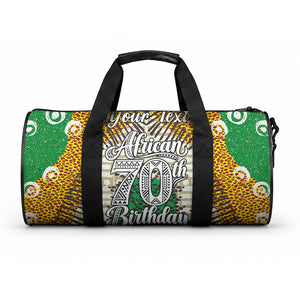 Personalized African 70th Birthday Duffle Bag Tribal Animal Print Heritage Pattern