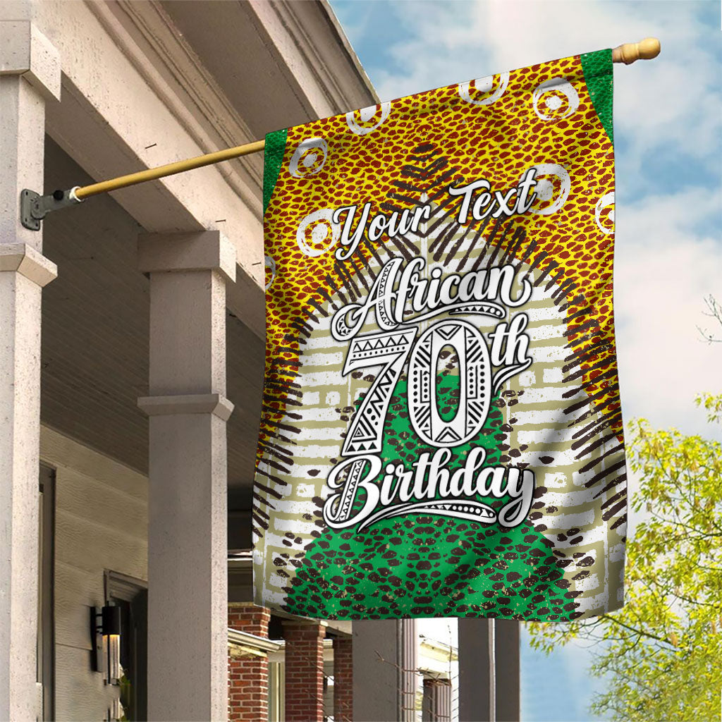 Personalized African 70th Birthday Garden Flag Tribal Animal Print Heritage Pattern