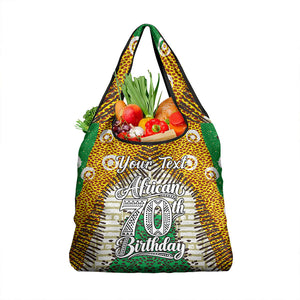Personalized African 70th Birthday Grocery Bag Tribal Animal Print Heritage Pattern